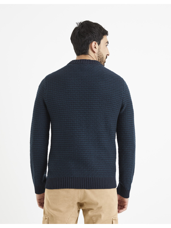 Celio Tmavě modrý pánský vzorovaný svetr Celio Vecountry