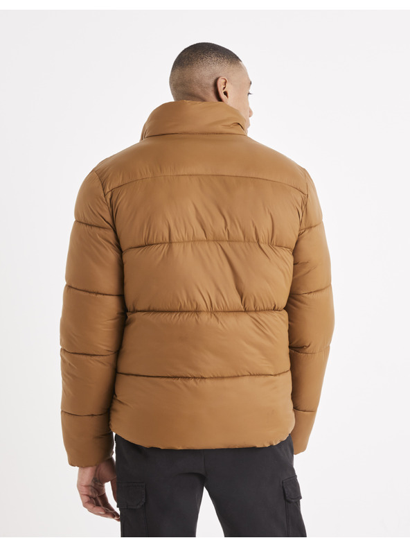 Celio Hnědá pánská prošívaná zimní bunda Celio Vusun