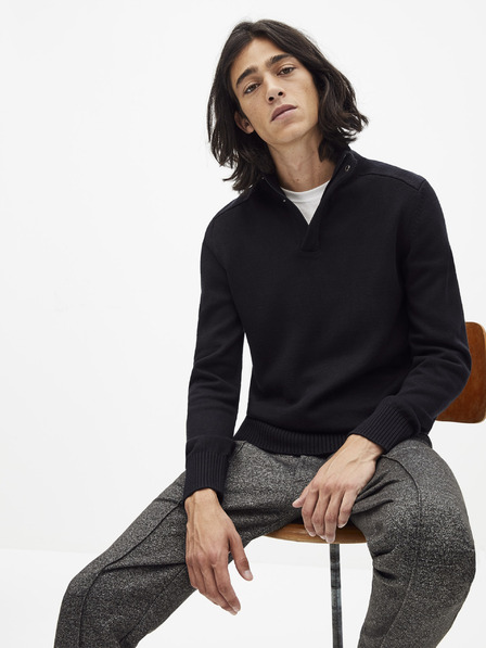 Celio Černý pánský svetr se stojáčkem Celio Serome