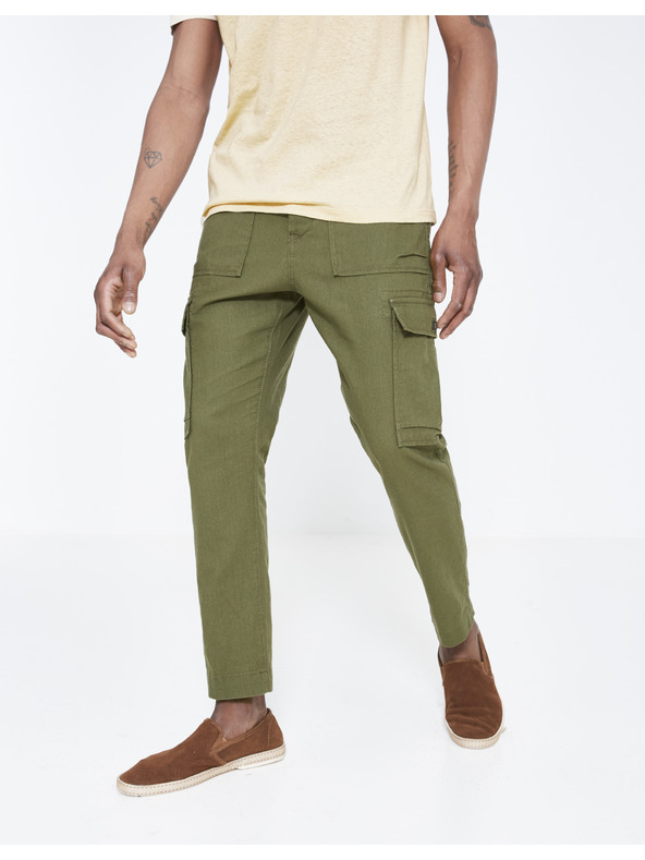 Celio Khaki pánské kalhoty Celio Loking