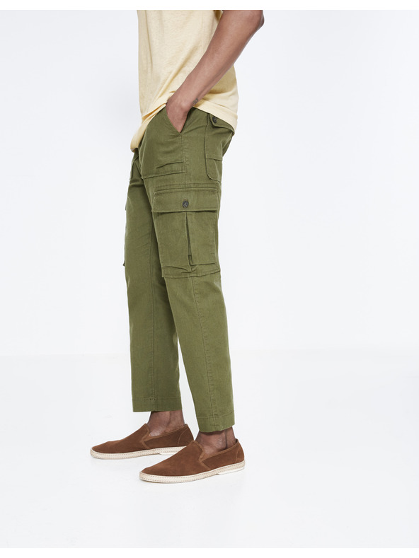 Celio Khaki pánské kalhoty Celio Loking