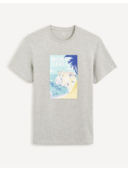 Celio Šedé bavlněné tričko Celio Cevinty Monte Carlo