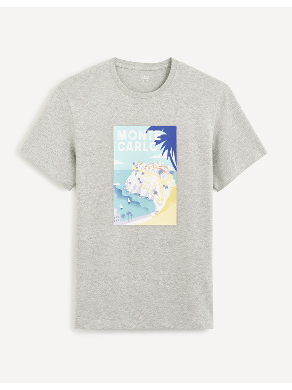 Celio Šedé bavlněné tričko Celio Cevinty Monte Carlo