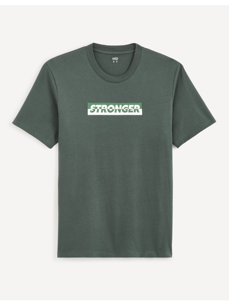 Celio Tmavě zelené pánské tričko Celio Cefasto