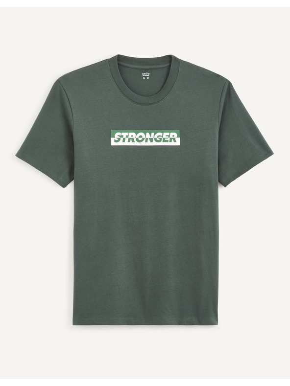 Celio Tmavě zelené pánské tričko Celio Cefasto