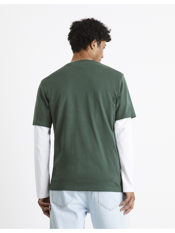 Celio Tmavě zelené pánské tričko Celio Cefasto
