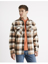 Celio Hnědá pánská kostkovaná košile Celio Caochecky