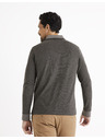 Celio Šedé pánské polo tričko s dlouhým rukávem Celio Cedotml
