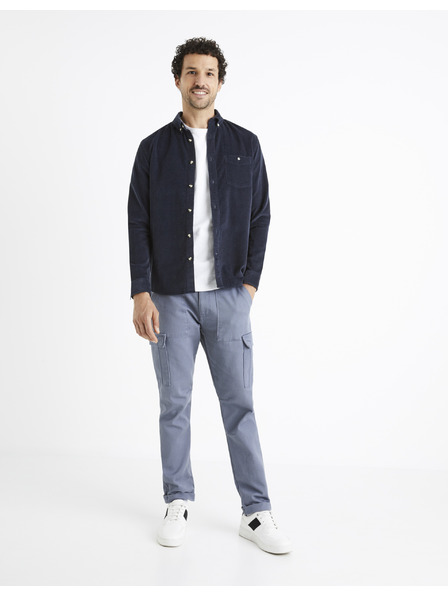 Celio Tmavě modrá pánská manšestrová košile Celio Carduroys