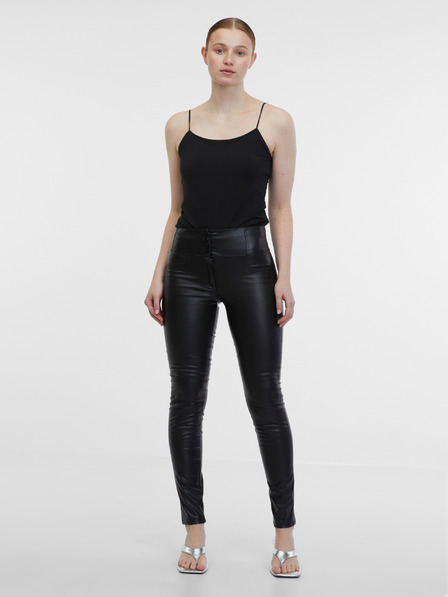 Orsay Černé dámské koženkové kalhoty ORSAY