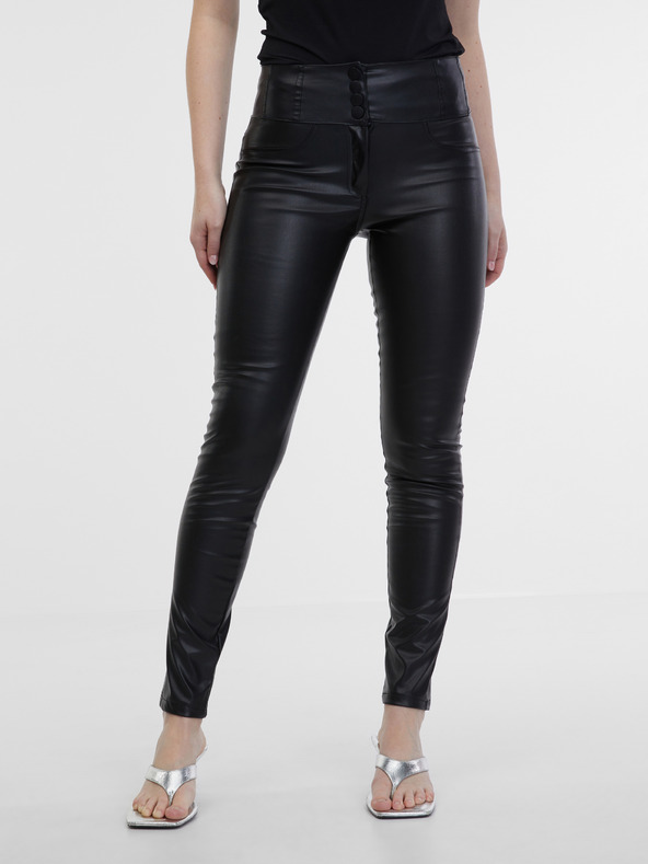 Orsay Černé dámské koženkové kalhoty ORSAY