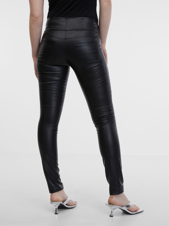 Orsay Černé dámské koženkové kalhoty ORSAY