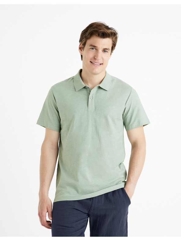 Celio Světle šedé pánské basic polo tričko Celio Feflame