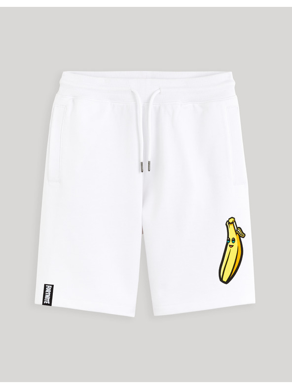 Celio Bílé pánské teplákové kraťasy Celio Fortnite