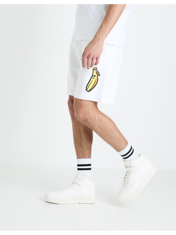 Celio Bílé pánské teplákové kraťasy Celio Fortnite