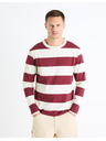 Celio Vínové pánské pruhované tričko Celio Fecond