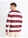 Celio Vínové pánské pruhované tričko Celio Fecond