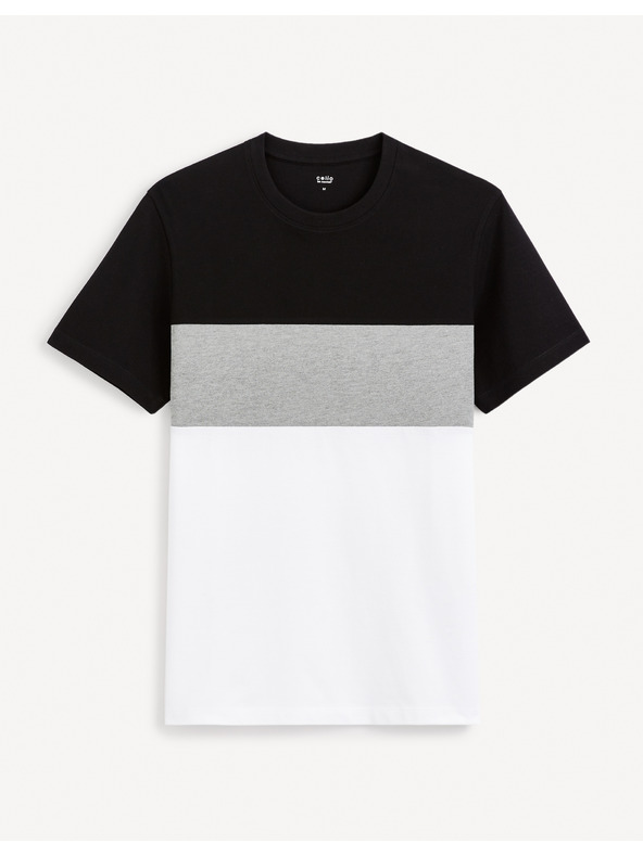 Celio Bílo-černé pánské tričko Celio Febloc