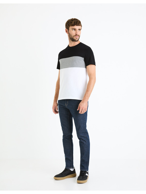 Celio Bílo-černé pánské tričko Celio Febloc