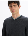 Celio Tmavě šedý pánský vlněný svetr Celio Semeriv