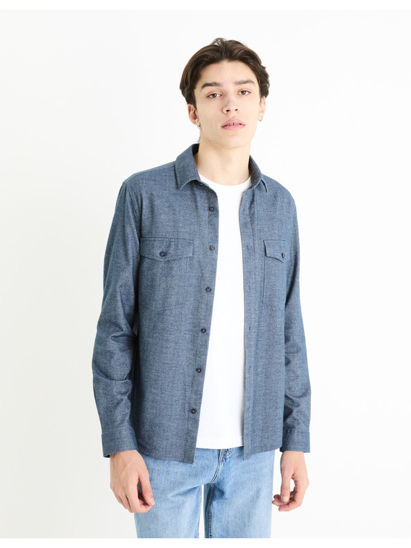 Celio Modrá pánská svrchní košile Celio Fadotex