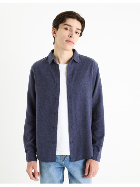 Celio Tmavě modrá pánská flanelová košile Celio Fanel