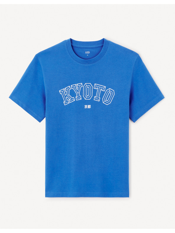 Celio Modré pánské tričko Celio Jeoverdu