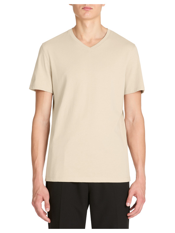 Celio Béžové pánské basic tričko Celio Debasev