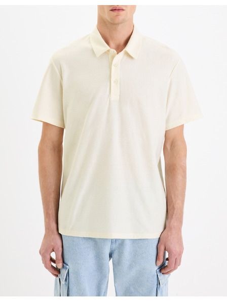 Celio Krémové pánské polo tričko Celio Gebruma