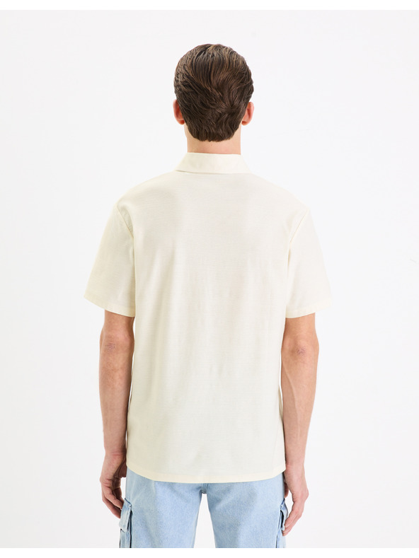 Celio Krémové pánské polo tričko Celio Gebruma