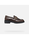 Geox Tmavě hnědé dámské mokasíny Geox Walk pleasure