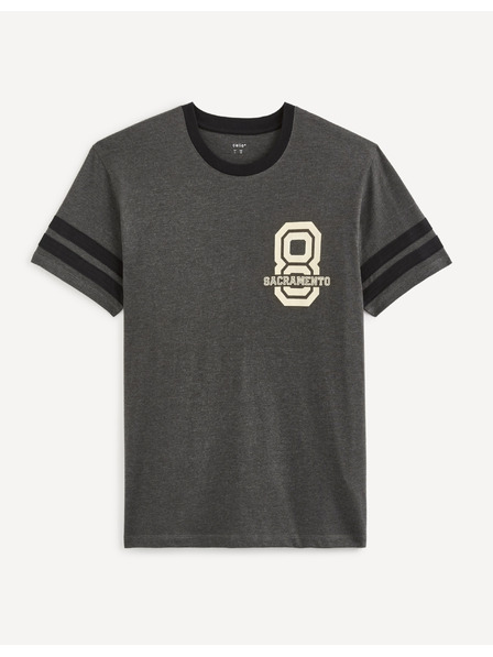 Celio Tmavě šedé pánské tričko s potiskem Celio