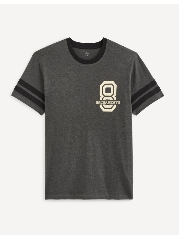 Celio Tmavě šedé pánské tričko s potiskem Celio