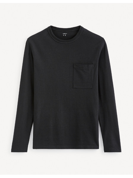 Celio Černé pánské basic tričko s kapsou Celio