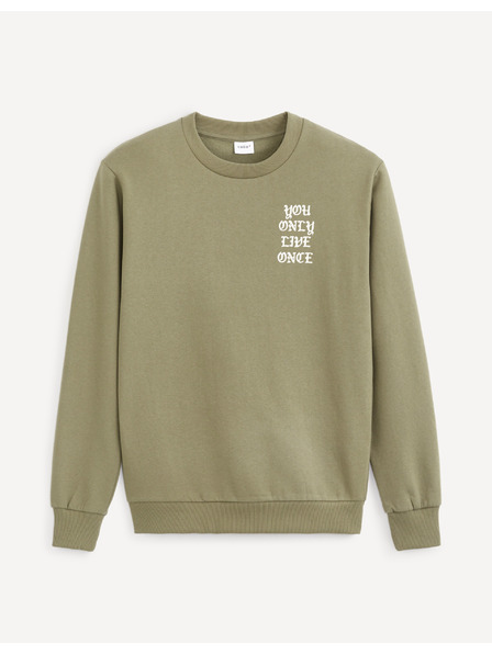 Celio Světle zelená pánská mikina s nápisem na zádech Celio