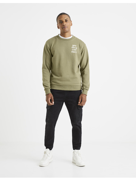 Celio Světle zelená pánská mikina s nápisem na zádech Celio