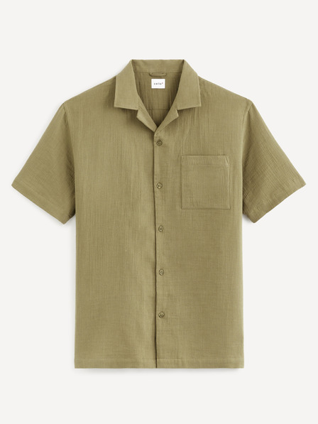 Celio Khaki pánská košile s kapsou Celio