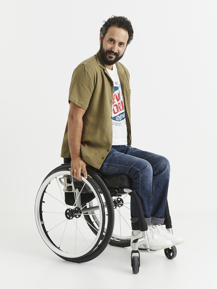 Celio Khaki pánská košile s kapsou Celio