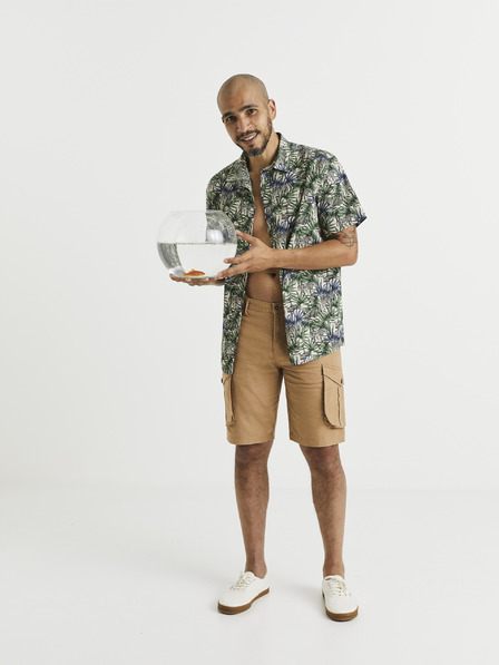 Celio Modro-zelená pánská vzorovaná košile Celio Vawai