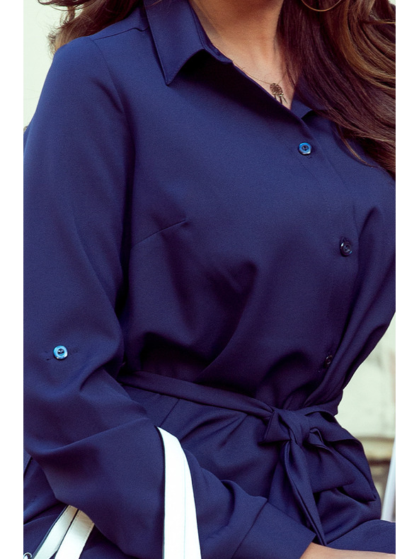 numoco Košilové šaty s knoflíky - tmavě modrá Numoco