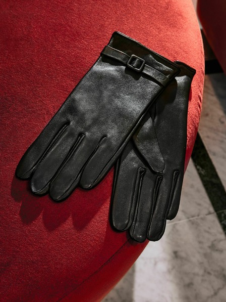 Orsay Černé dámské kožené rukavice ORSAY