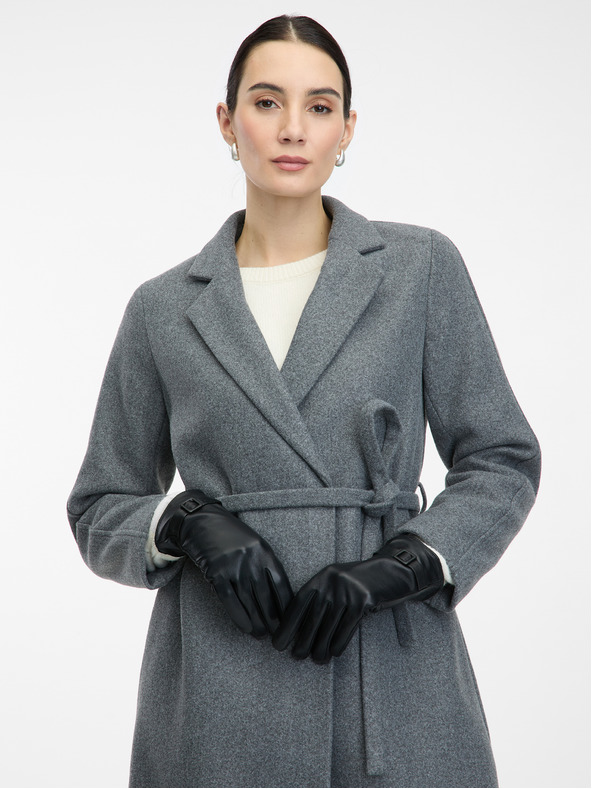 Orsay Černé dámské kožené rukavice ORSAY