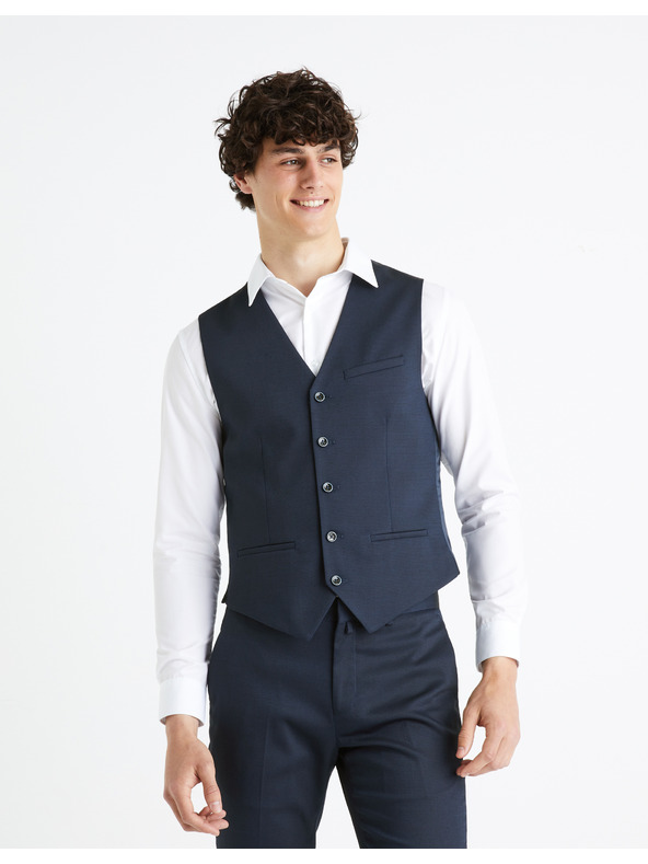 Celio Tmavě modrá obleková vesta Celio Rugidiam