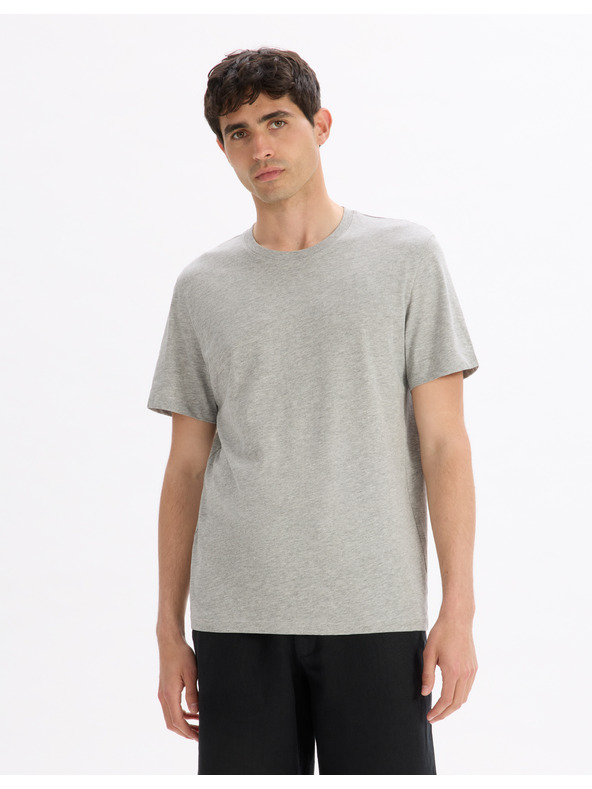 Celio Světle šedé basic triko Celio Tebase