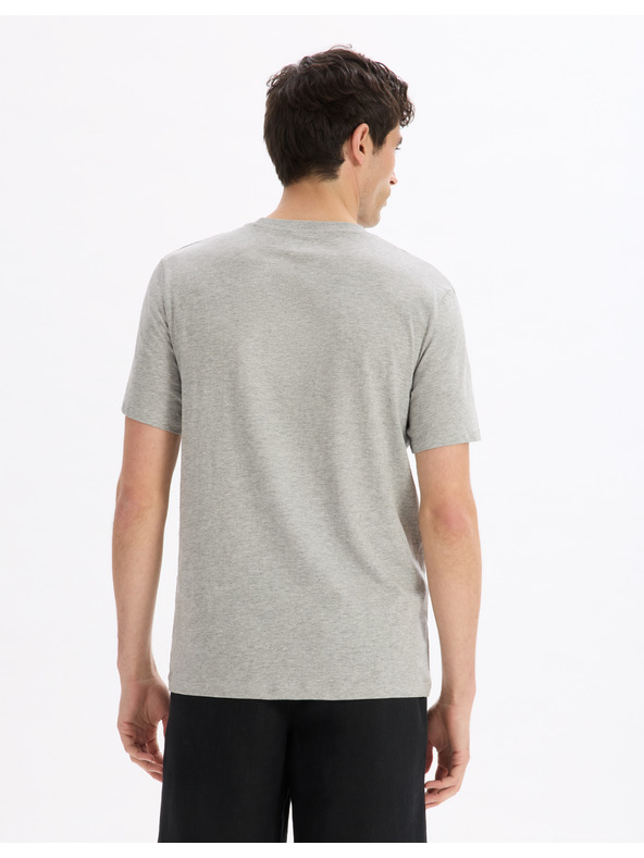 Celio Světle šedé basic triko Celio Tebase