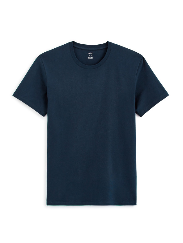 Celio Tmavě modré basic tričko Celio Tebase