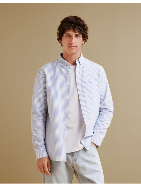 Celio Světle modrá pánská pruhovaná regular fit košile Celio Caoxfordy