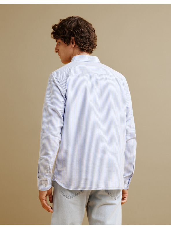 Celio Světle modrá pánská pruhovaná regular fit košile Celio Caoxfordy