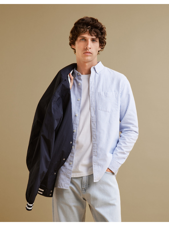 Celio Světle modrá pánská pruhovaná regular fit košile Celio Caoxfordy