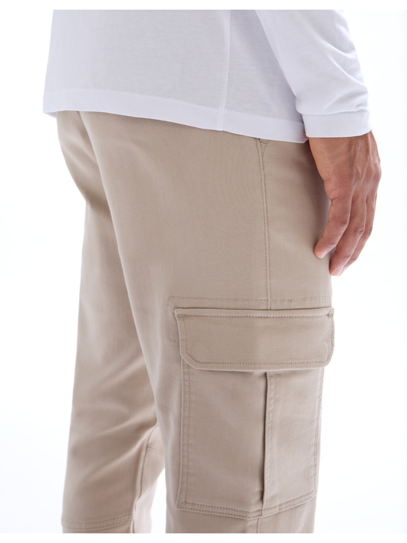 Celio Béžové pánské cargo kalhoty Celio Cokit4